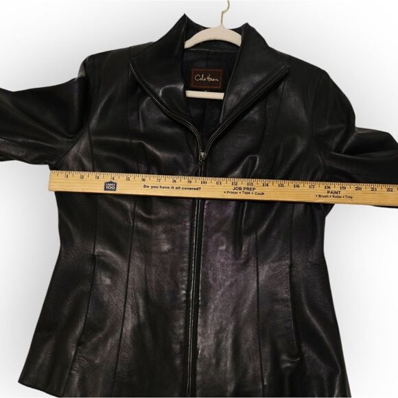 Cole Haan Lamb Skin Black Leather Jacket size 10 - Picture 8 of 13
